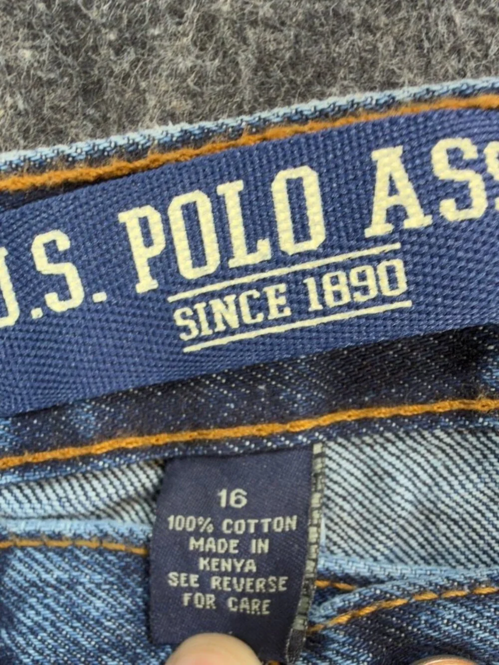 U.S. Polo Assn Carpenter Jeans Boys 16 Blue Cotton Easy Fit Regular Leg NWT
